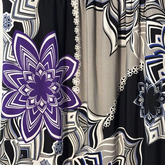 Vintage Carole Little Black & Purple Floral Print Maxi Dress With Empire Waist - Picture 6 of 9